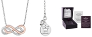 Hallmark Diamonds Infinity Strength pendant (1/10 ct. t.w.) in Sterling Silver & 14k Rose Gold, 16" + 2" extender